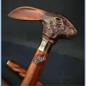 Antique Brown Rabbit Head Walking Stick